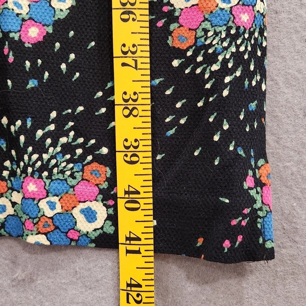 Anthropologie Floral Puff Sleeve Smocked Back Midi Dress Black Multicolor Size 4